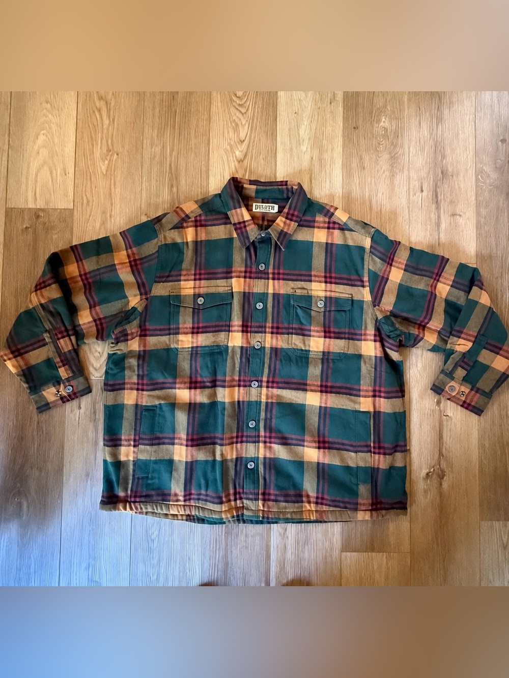 Brand New Duluth Trading Green & Rust Plaid Fleece Lined Shirt Jacket 3XL NWOT